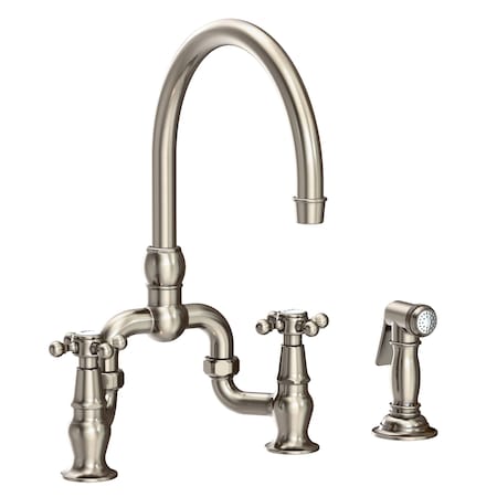 Newport Brass Kitchen Bridge Faucet With Side Spray in Antique Nickel 9460-15A